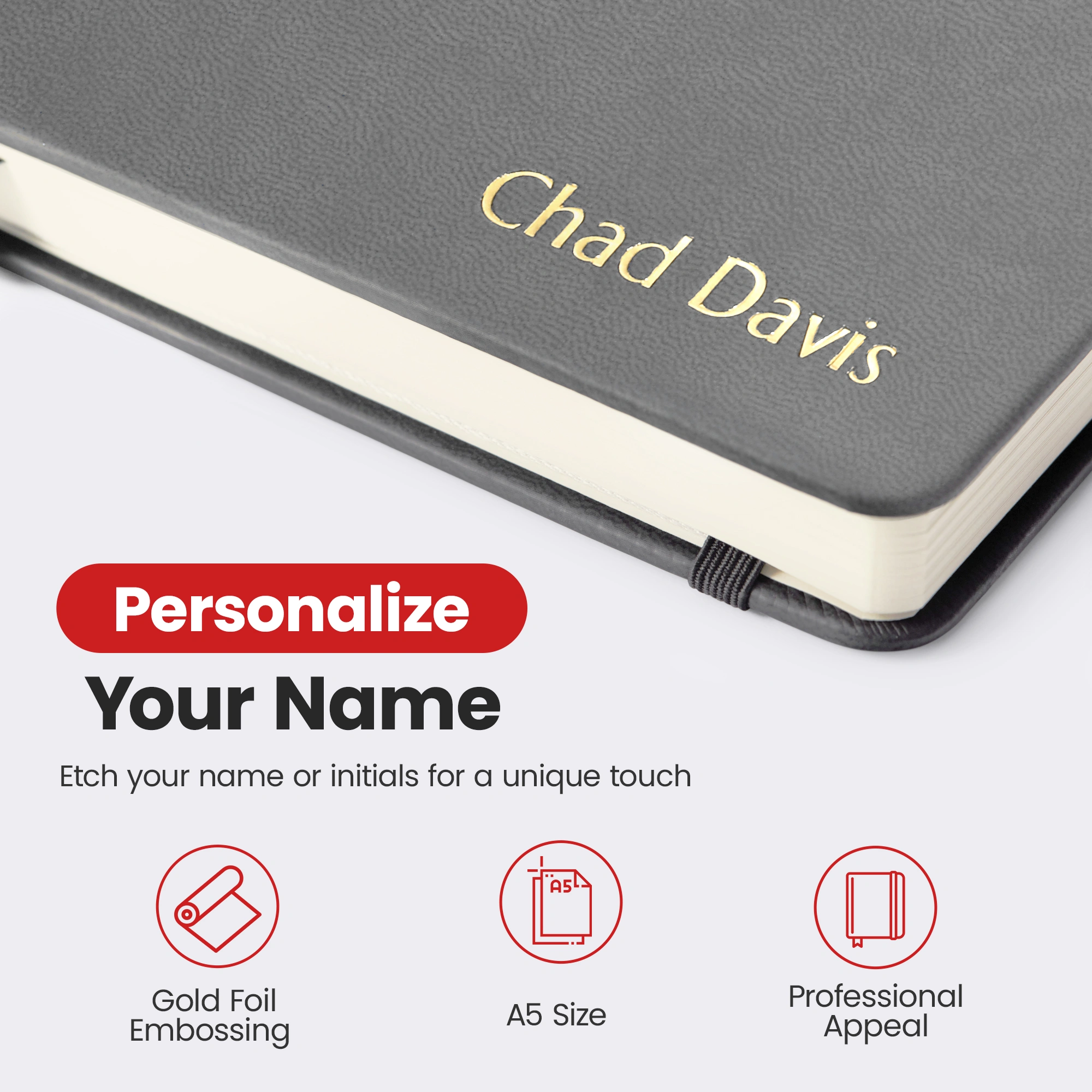 Personalized Journal Notebook - Gray hover